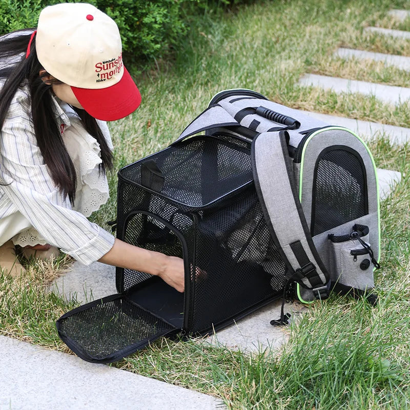 Expandable Pet Carrier Backpack for Cats & Small Dogs – Portable Travel Bag