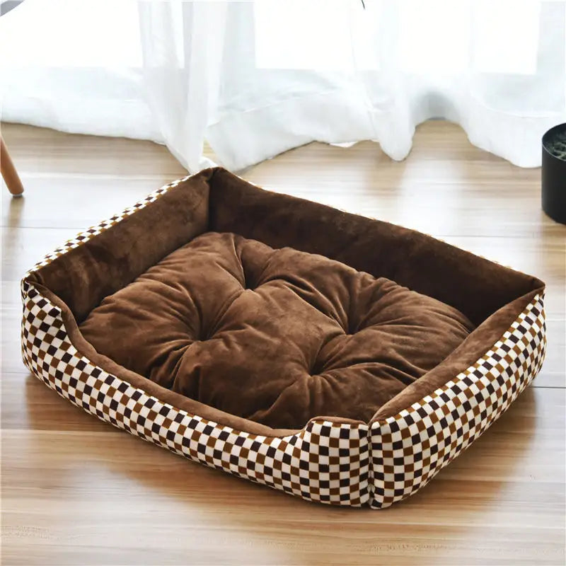 Square Cotton Pet Bed for Dogs & Cats – Warm Nest in Candy Colors