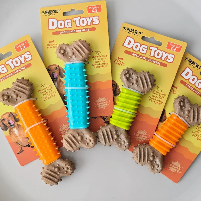 Bone-Shaped Dog Chew Toy – Durable TPR & Wood Powder – All Breeds & Sizes