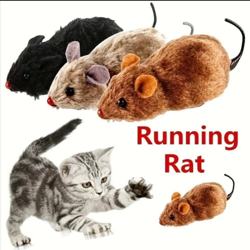Wind-Up Mouse Cat Toy – Realistic Plush That Runs on Its Own – No Batteries Needed