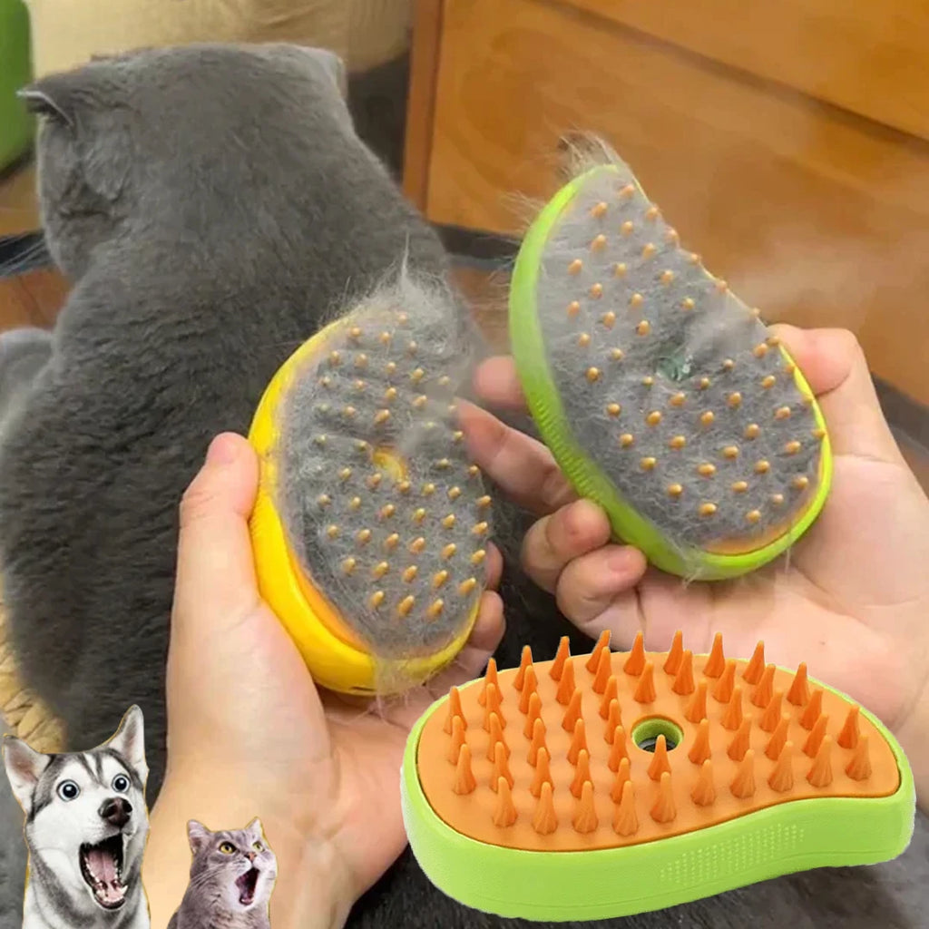 3-in-1 Steam Brush for Cats & Dogs – Grooming, Massage & Steamer