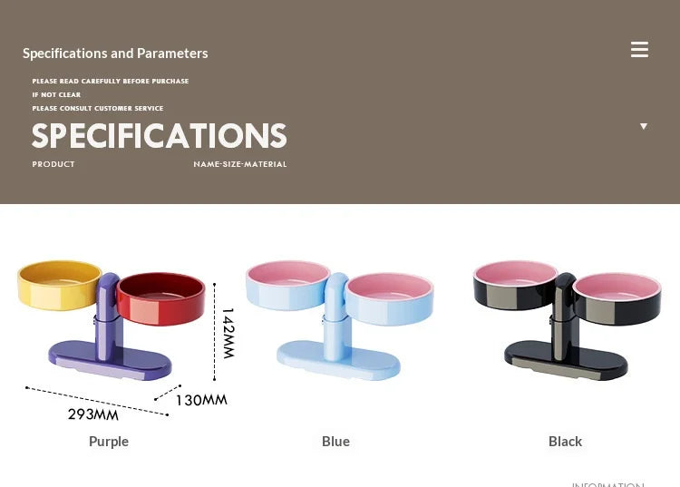 Height-Adjustable Anti-Tip Bowl for Dogs and Cats