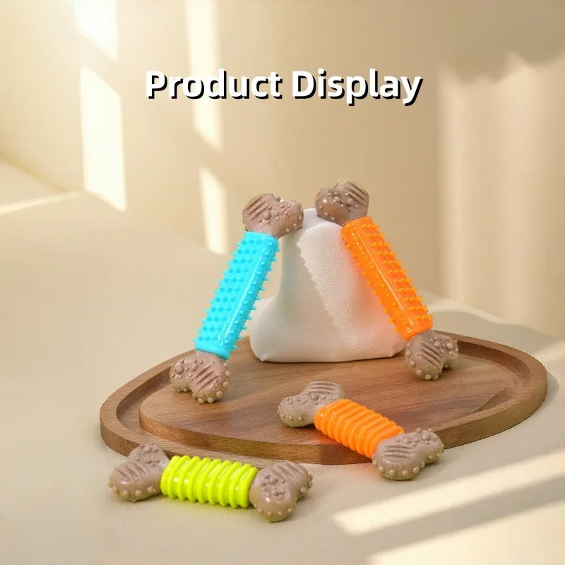 Bone-Shaped Dog Chew Toy – Durable TPR & Wood Powder – All Breeds & Sizes