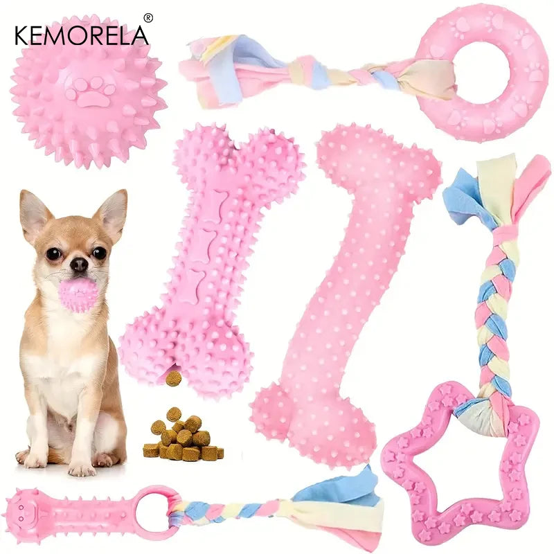 6-Piece Dog Chew Toy Set – Soft Rubber, Dental Cleaning & Perfect Gift