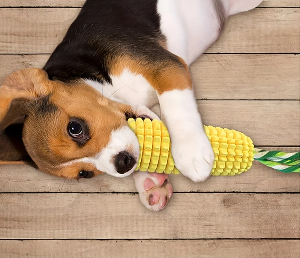 Corn Dog Chew Toy – Durable TPR Rubber, Silent or Squeaky – All Breeds