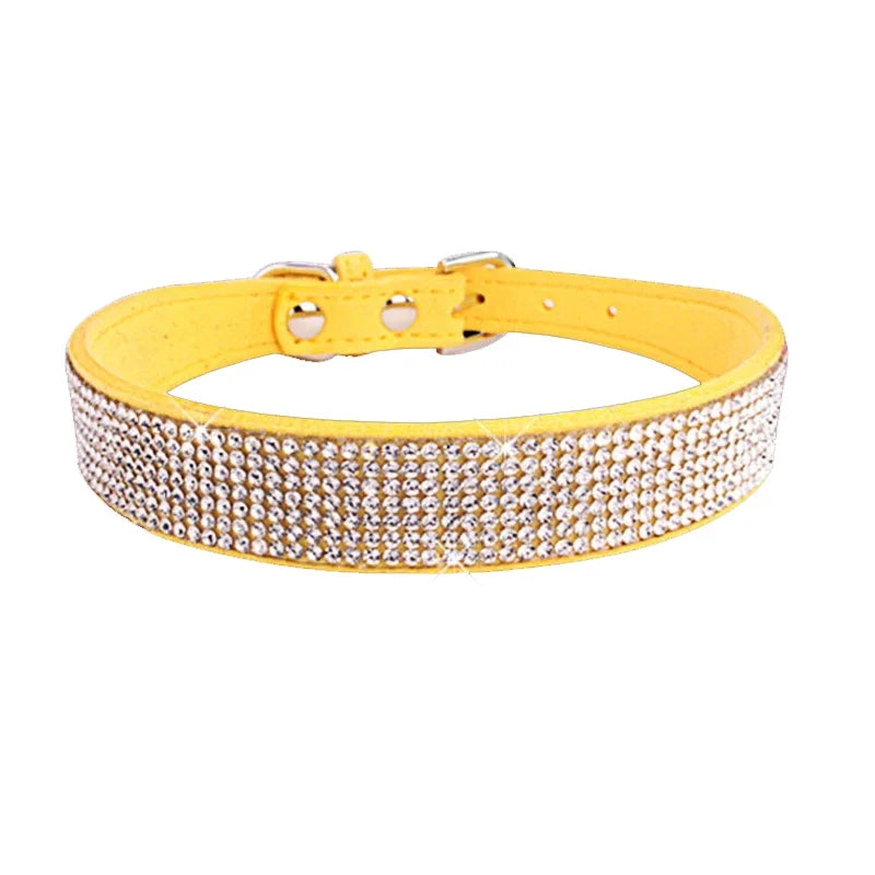 Crystal Rhinestone Dog & Cat Collar — Glamorous Design, 8 Colors & 3 Sizes
