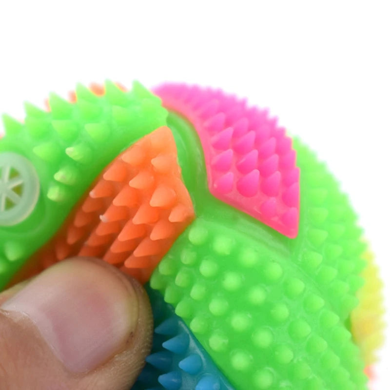 Squeaky Glowing Dog Chew Ball – Light-Up Rubber Toy for Dental Cleaning & Play