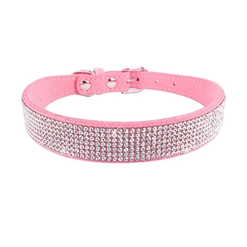 Crystal Rhinestone Dog & Cat Collar — Glamorous Design, 8 Colors & 3 Sizes
