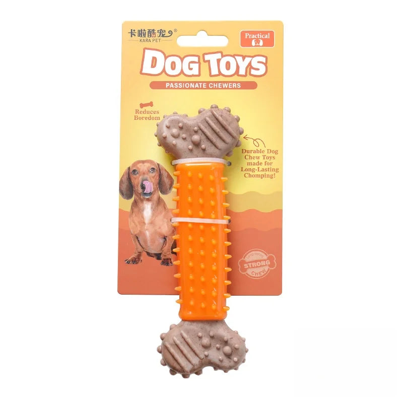 Bone-Shaped Dog Chew Toy – Durable TPR & Wood Powder – All Breeds & Sizes