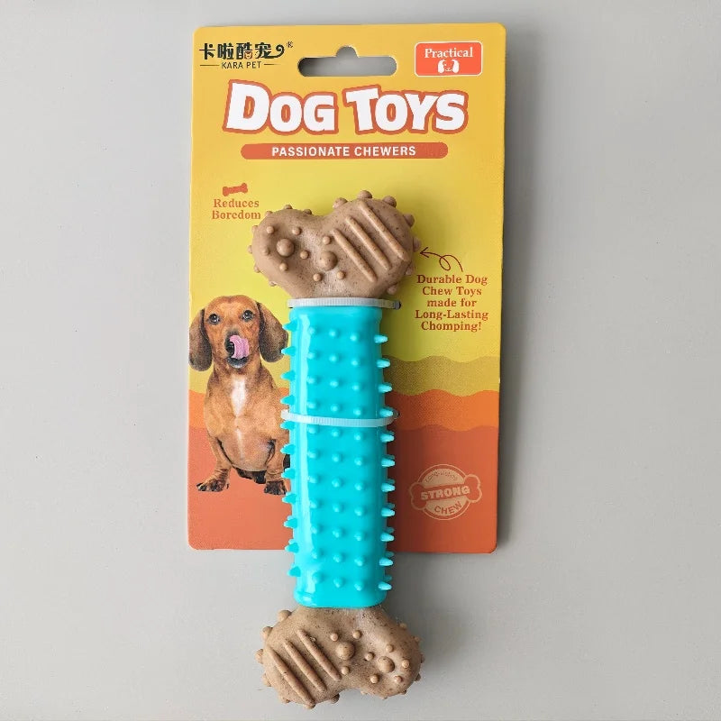 Bone-Shaped Dog Chew Toy – Durable TPR & Wood Powder – All Breeds & Sizes