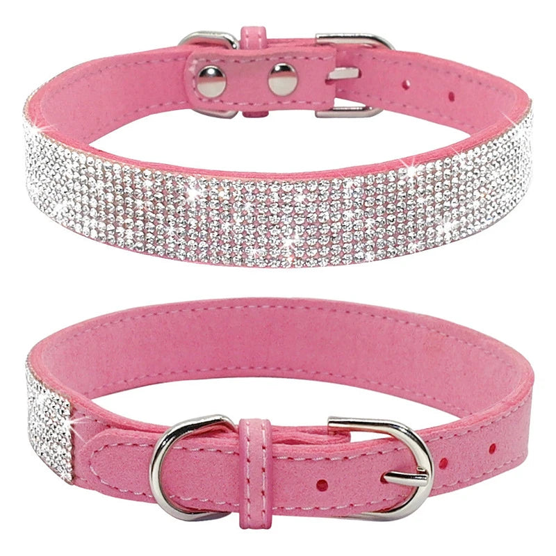 Crystal Rhinestone Dog & Cat Collar — Glamorous Design, 8 Colors & 3 Sizes