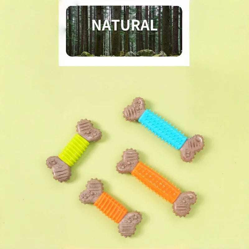 Bone-Shaped Dog Chew Toy – Durable TPR & Wood Powder – All Breeds & Sizes