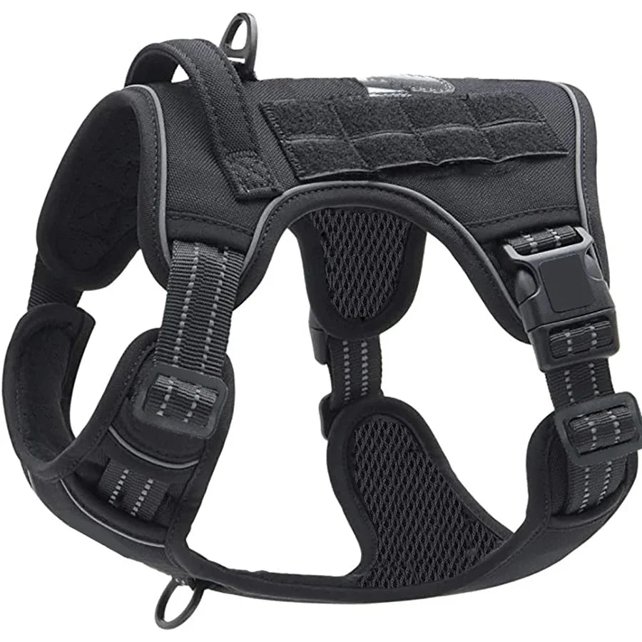Military Tactical Dog Harness — No-Pull, Reflective with Control Handle