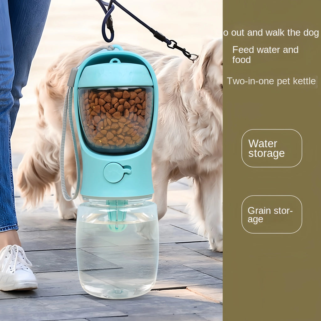 2-in-1 Portable Water Bottle with Food Storage for Dogs & Cats – Travel & Walks