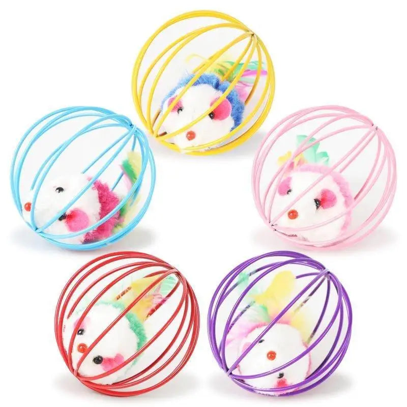 Interactive Mouse in Cage Cat Toy – Colorful & Stimulating