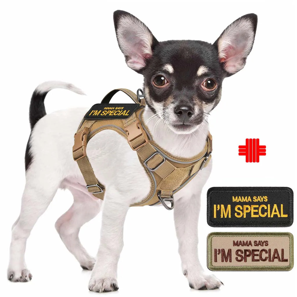 Tactical Military Dog Harness — with Handle, Reflective & Patches Included