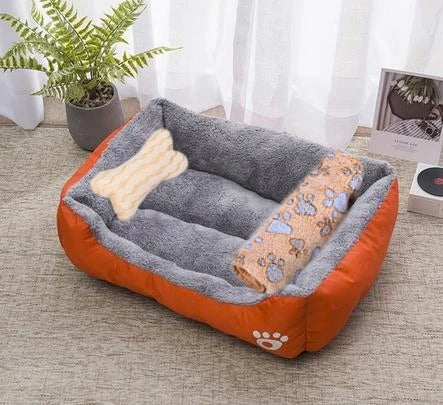 Square Cotton Pet Bed for Dogs & Cats – Warm Nest in Candy Colors