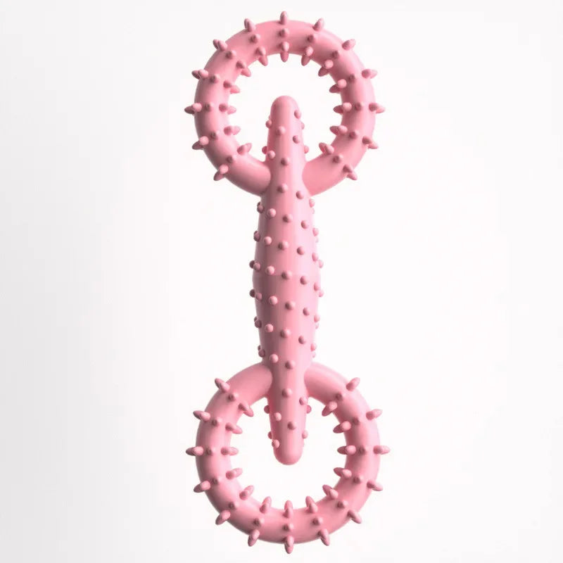 Double Ring Dog Chew Toy – Interactive TPR Rubber for Dental Cleaning & Boredom Relief
