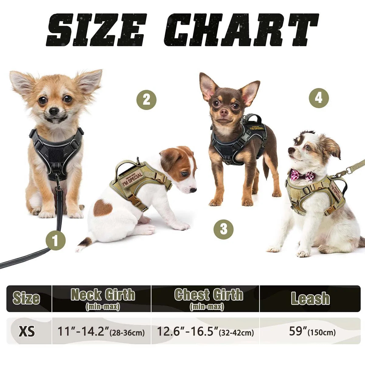 Tactical Military Dog Harness — with Handle, Reflective & Patches Included
