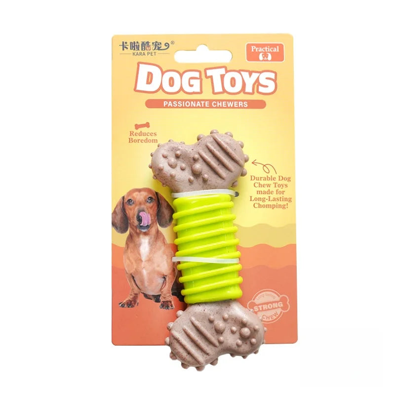 Bone-Shaped Dog Chew Toy – Durable TPR & Wood Powder – All Breeds & Sizes