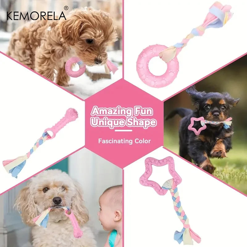 6-Piece Dog Chew Toy Set – Soft Rubber, Dental Cleaning & Perfect Gift
