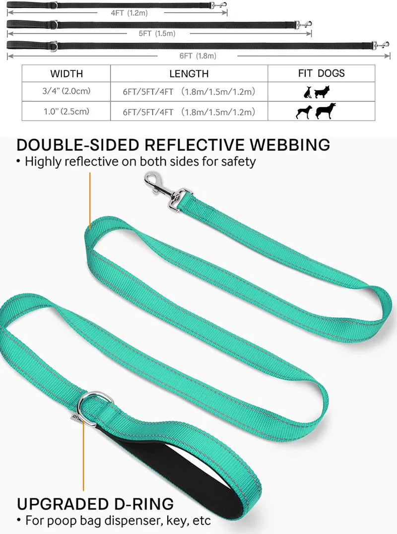 Reflective Dog & Cat Leash — Safe Walks Day and Night