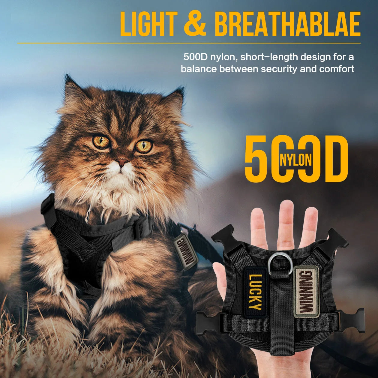Cat & Dog Harness and Leash Set — Escape-Proof, Reflective & Adjustable