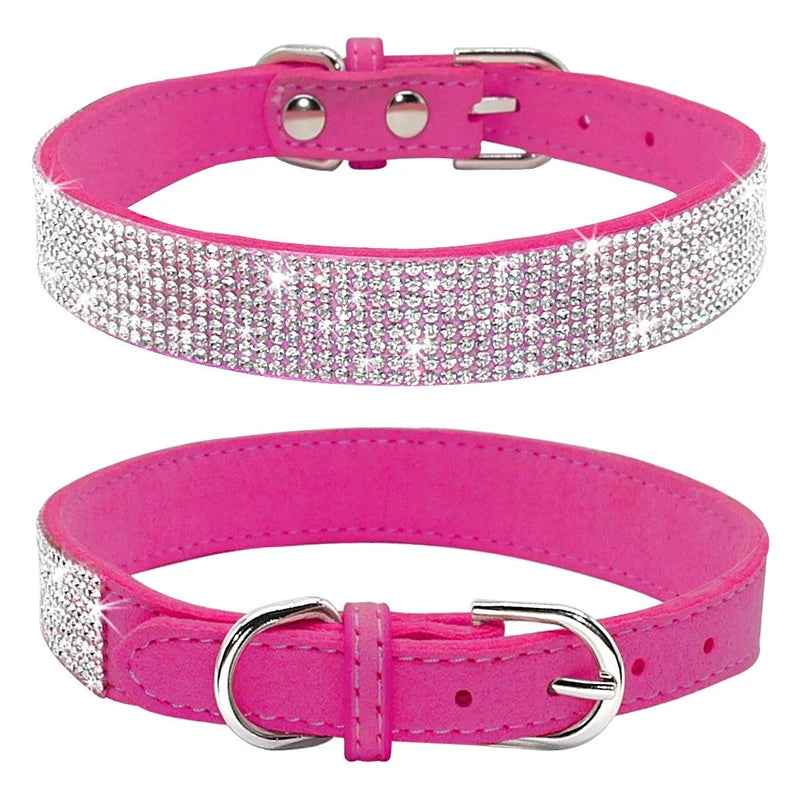 Crystal Rhinestone Dog & Cat Collar — Glamorous Design, 8 Colors & 3 Sizes